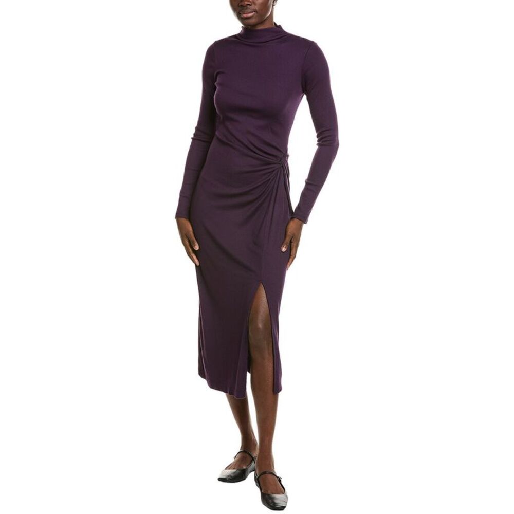 Michael Stars Womens  Tish Mock Neck Midi Dress, Black